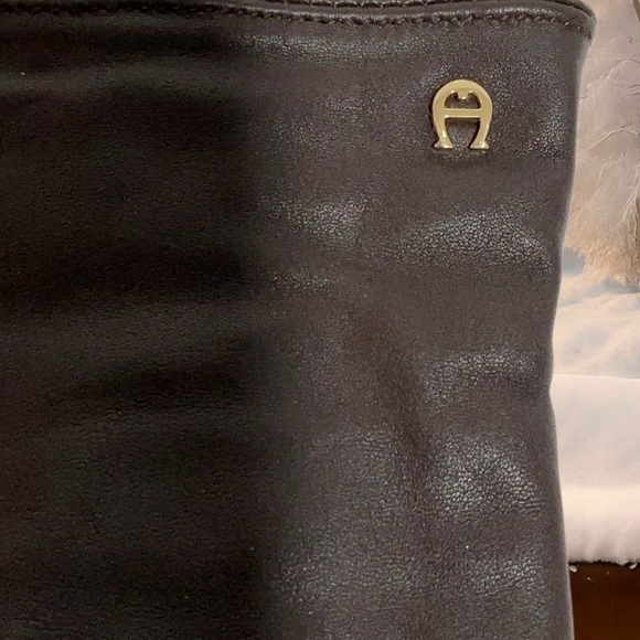 ETIENNE AIGNER Brown Leather Gloves Lined With 100% Cashmere Size Medium - Picture 6 of 9